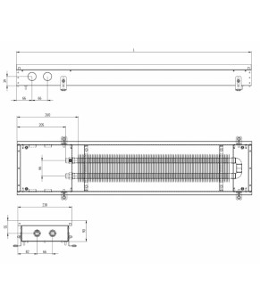 Внутрішньопідлоговий конвектор Carrera C 90 Inox 23х225 см Hi-Tech кольорова
