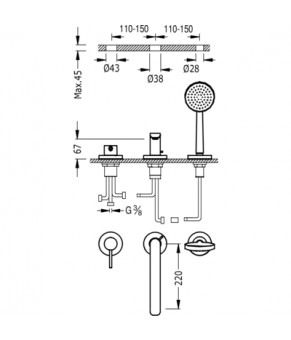 Cмеситель для ванны TRES ALPLUS 20316101