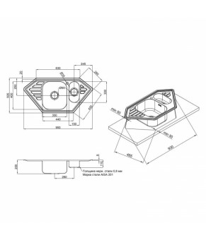 Кухонная мойка Lidz 9550-C Decor 0,8 мм (LIDZ9550СEC08)