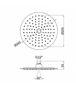 Лейка для верхнего душа Lidz Niagara 245 мм круглая (LDNIA125NKS37518)