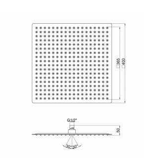 Лейка для верхнего душа Lidz (CRM) 51 10 104 40, 40х40 см
