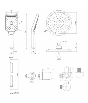 Комплект 5 в 1 душевая система скрытого монтажа Qtap 105 QTSTCRM105SET
