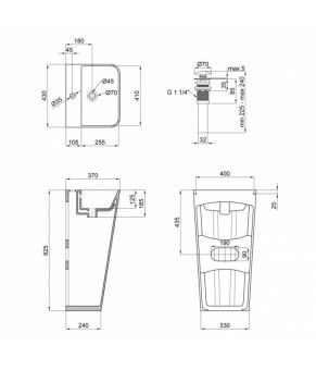 Раковина напольная моноблок Qtap Tern 440х380х830mm White с донным клапаном QT1711G302W