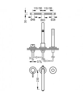 Змішувач для ванни TRES STUDY EXCLUSIVE 26215001