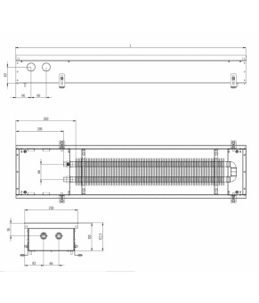 Внутрипольный конвектор Carrera S 120 Black 23х125 см WR цветная