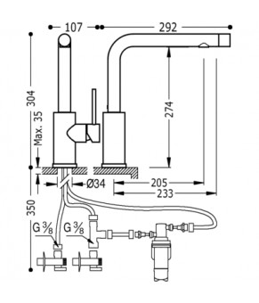 Cмеситель кухонный TRES KITCHEN 162453