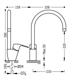 Cмеситель кухонный TRES KITCHEN 169440
