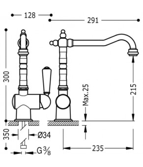 Cмеситель кухонный TRES KITCHEN 124341