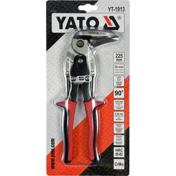 Ножницы по металлу выгнутые Yato левые 225 мм YT-1913