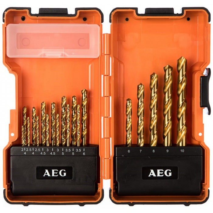 купить Набор сверл по металлу AEG Power 2-10 мм HSS-G TIN DIN338 19 шт в футляре (4932352245)