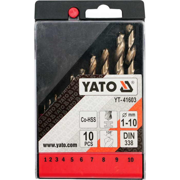 купить Набор сверл по металлу Yato CO-HSS 1-10 мм 10 шт YT-41603