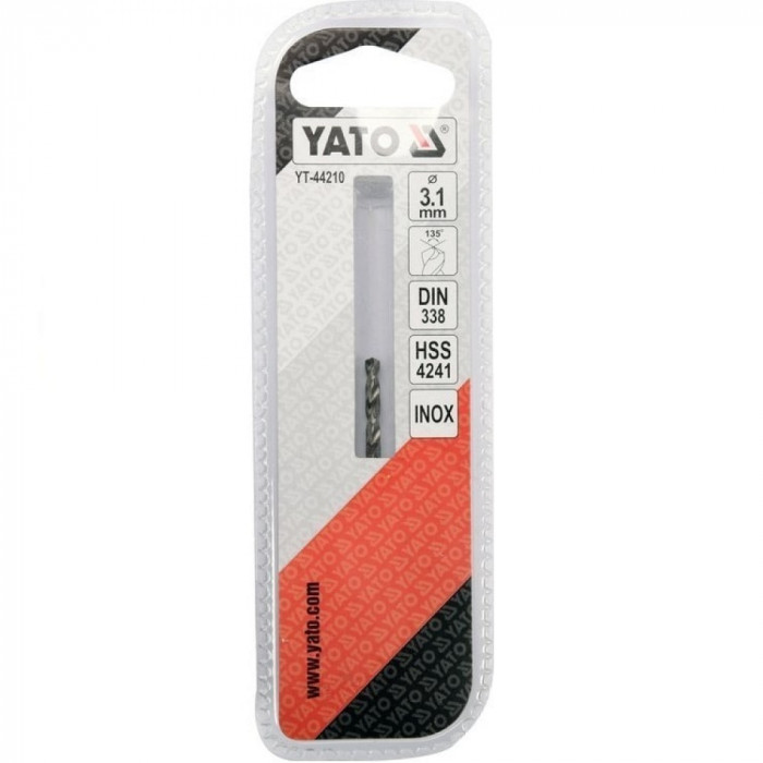 Сверло по металлу Premium Yato к нержавеющей и высоколегированной стали, литья 3.1х65 мм HSS 4241 YT-44210