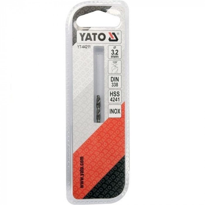 Свердло по металу Premium Yato до нержавіючої та високолегованої сталі, лиття 3.2х65 мм HSS 4241 YT-44211
